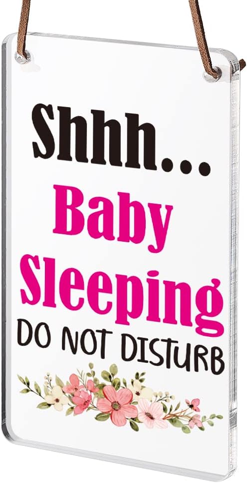 Shhh Baby Sleeping Do Not Disturb Sign, Baby Room Door Knob Hanger Sign WAP1