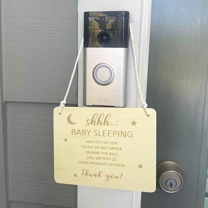 Baby Sleeping Sign for Front Door, Do Not Knock or Ring the Bell Sign