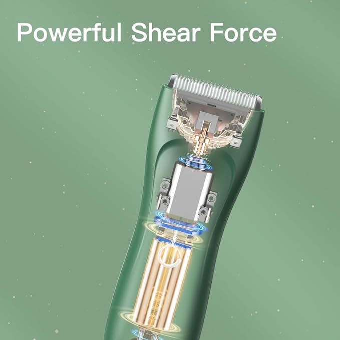 Baby Hair Clippers for Beginners - Professional Silent Hair Clippers Autism, Baby Hair Cutting Kit with IPX7 Waterproof, Safe Ceramic Blades and LED Display for Babies & Children & Adults (Emerald)