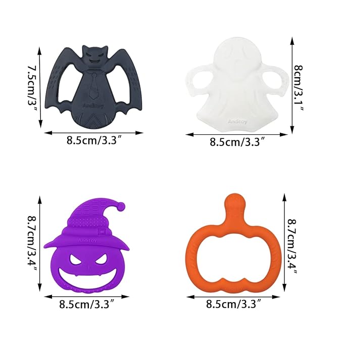 Anditoy 4 Pack Halloween Teething Toys Halloween Teether for 3-12