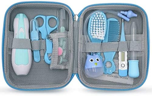 Baby Grooming Kit, Portable Baby Safety Care Kit with Baby Brush and Comb Set Baby Nail Trimmer Nasal Aspirator etc for Nursery Newborn Infant Girl Boys Keep Clean Baby Essentials (17 in 1 Blue)