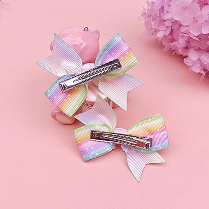 Baby Rainbow Snap Clips Bow Toddler Rainbow Clips Bowknot Infant JHP05 (2