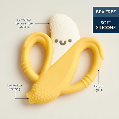Itzy Ritzy Banana-Shaped Baby Teether with Handles; Silicone Teether 3 Months