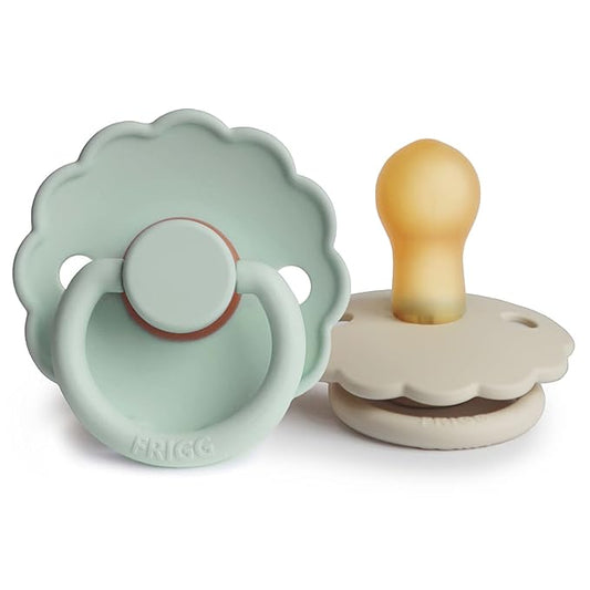 FRIGG Daisy Natural Rubber Baby Pacifier | Made in Denmark 0-6 Months) 2-Pack