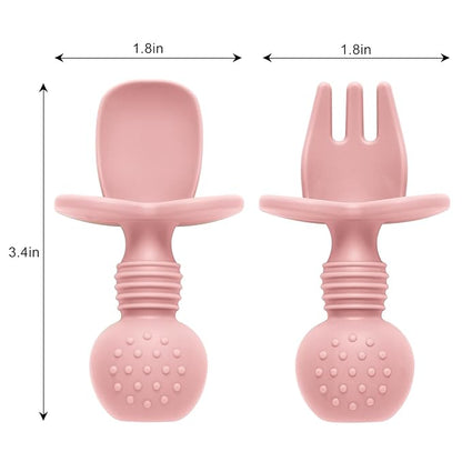 6 Pack Baby Spoons and Forks Set, Silicone Baby Spoons Self Feeding 6 Months for Toddler Utensils,BPA Free, Baby Led Weaning Supplies Feeding Essentials,Dishwasher and Boil Safe