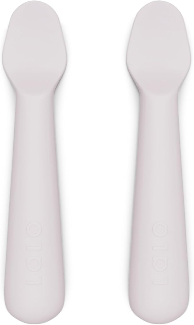 Lalo Little Spoon Set - 2 Piece Baby Spoons Set for Infants & Babies - Made From Food Grade Silicone Dishwasher Safe - Baby Feeding Essentials for Early Stage Mealtime - Lavender