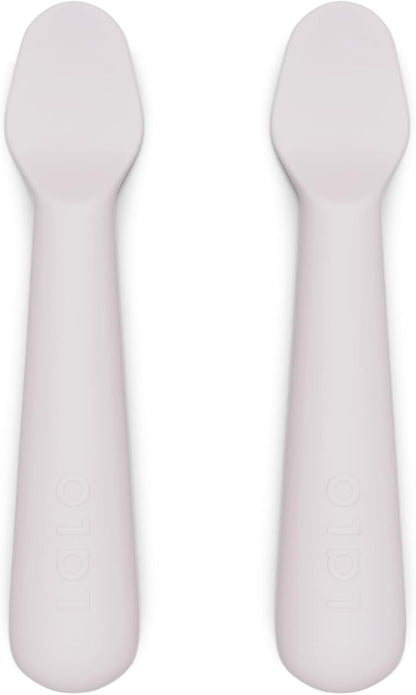 Lalo Little Spoon Set - 2 Piece Baby Spoons Set for Infants & Babies - Made From Food Grade Silicone Dishwasher Safe - Baby Feeding Essentials for Early Stage Mealtime - Lavender