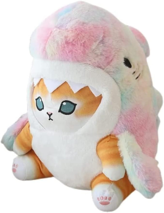 Shark Cat Plush Toy, Cute Fried Shrimp Shark Stuffed Animals Doll (12inch, Colorful)