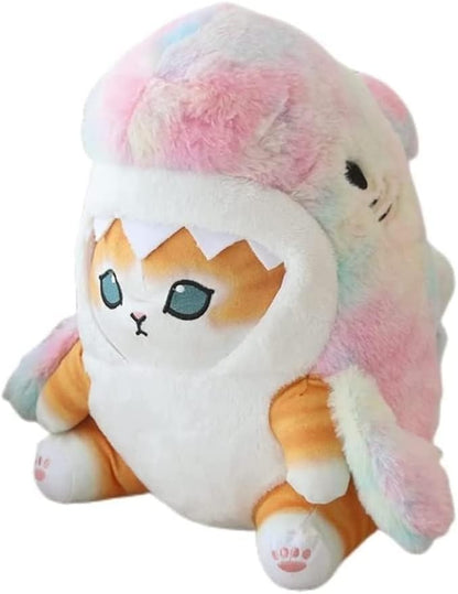 Shark Cat Plush Toy, Cute Fried Shrimp Shark Stuffed Animals Doll (21inch, Colorful)