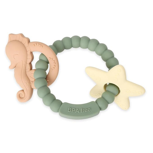 Socub Silicone Baby Teething Toy, Food Grade Silicone Teether Ring 3-6 12 18 Months