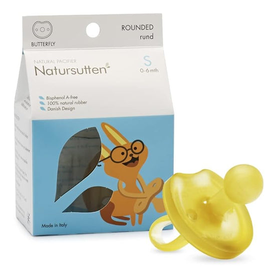 Natursutten Pacifiers 0-6 Months - 1-Pack Butterfly Shield Round Nipple Natural Rubber Safe & Soft BPA-Free Pacifiers for Breastfeeding Babies