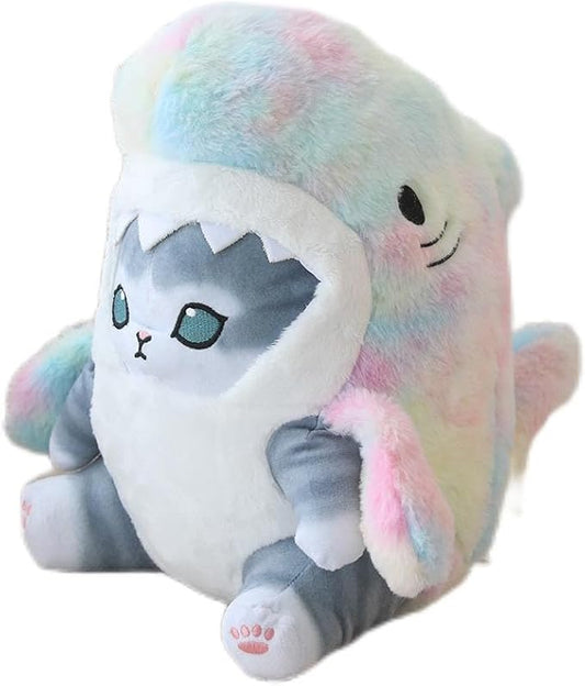 Shark Cat Plush Toy, Cute Fried Shrimp Shark Stuffed Animals Doll (21inch, Tie