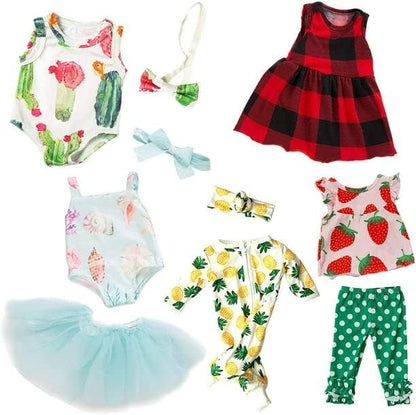 Ecore Fun 5 Sets 14-18 Inch Baby Doll Clothes Dresses Outfits Pjs for 43cm New Born Baby Dolls, 15 Inch Baby Doll 18 Inch