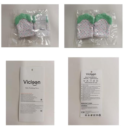 2Pack Silicone Teething Mitt, Soothing Infant Teething Mitten Pain Relief 0-12 Months