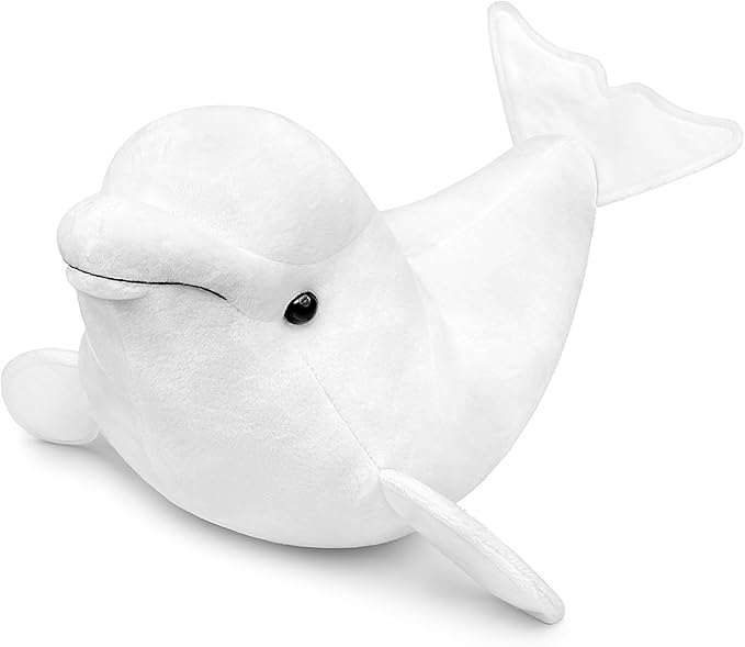 Simulation White Beluga Whale Plush Toy - Long Lifelike Delphinapterus leucas Doll Whale Stuffed Toys, Super Soft Realistic Sea Animals Beluga Whales Plush Gift Collection For Kids 16Inches