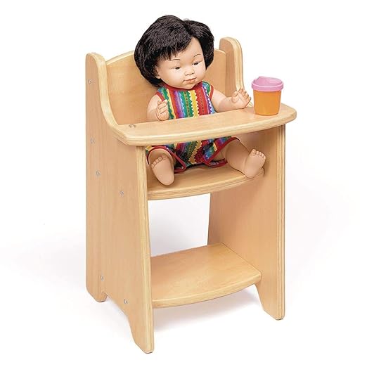Environments Wooden Baby Doll Highchair Play Furniture, Natural Finish 19.5-Inch Doll, 900403)