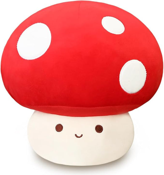 Kawaii Plush Mushroom Toy Pillow, Cute Plushies Mushroom Doll Gift for Kids(Red 23cm/9in)