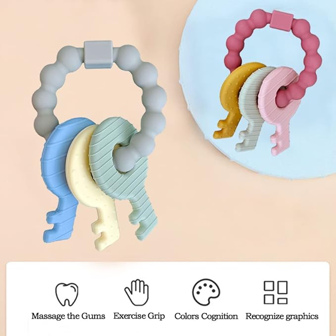 Baby Teether Keys,Teething Keys Toys for 3 to 18 Months