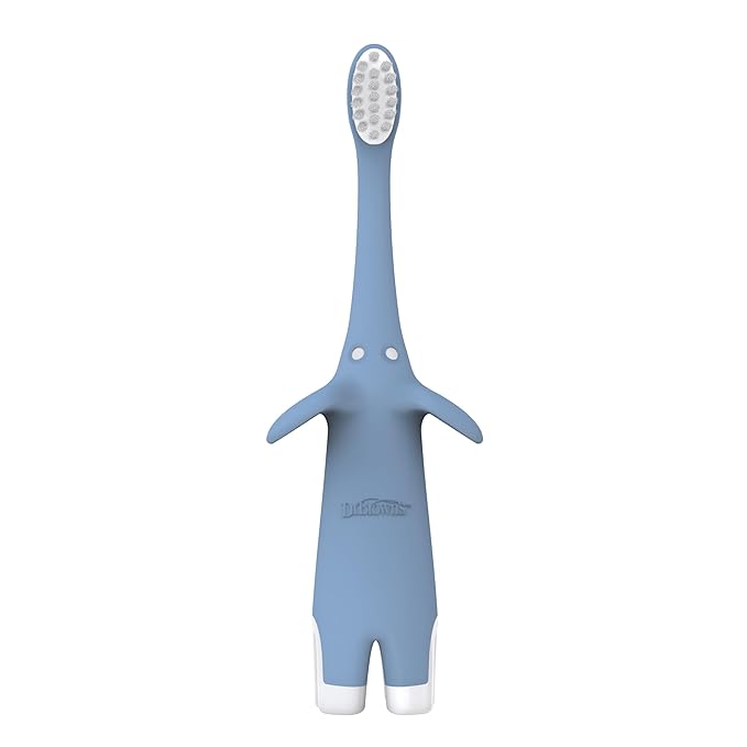 Dr. Brown's Infant-to-Toddler Training Toothbrush, Soft for Baby's First Teeth, Blue Elephant, 0-3 Years