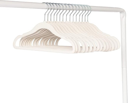 3 Sprouts Velvet Baby Hangers - Non-Slip Hanger for Infant, Toddler, Baby Clothes - Closet Kids Hangers with Slim Design, Nordic Colors, Pack of 30 - Cream