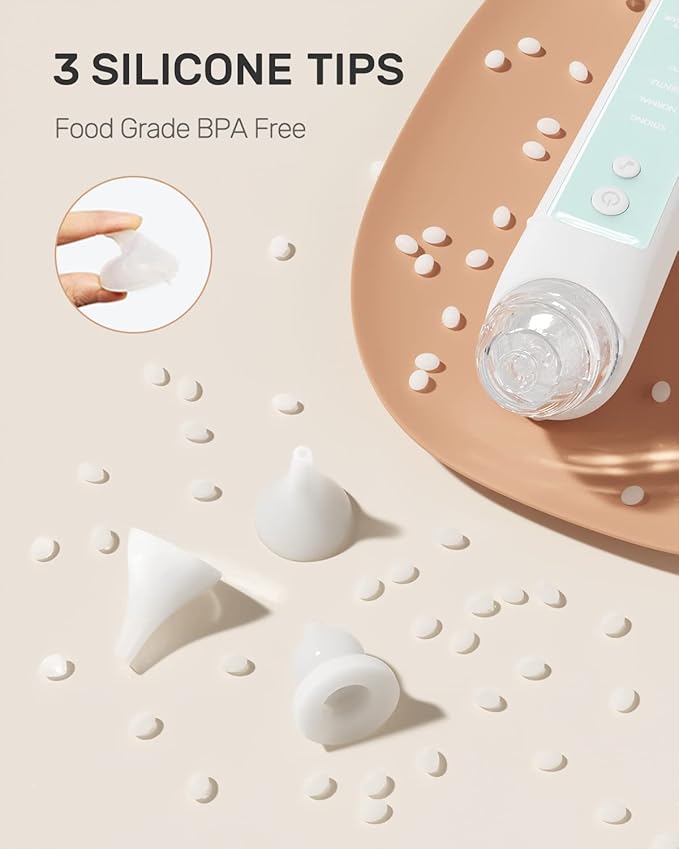 HEYVALUE Nasal Aspirator for Baby, Electric Baby Nose Sucker 3 Silicone