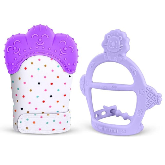 Vicloon Silicone Teething Mitt, 2Pcs Baby Teething Mitten 0-6month Infants