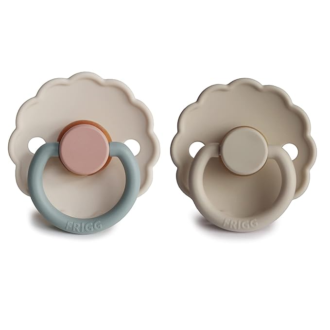 FRIGG Daisy Natural Rubber Baby Pacifier | Made in Denmark 0-6 Months) 2-Pack