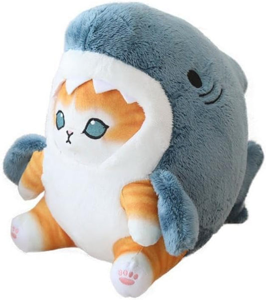 Shark Cat Plush Toy, Cute Fried Shrimp Shark Stuffed Animals Doll (8inch, Blue