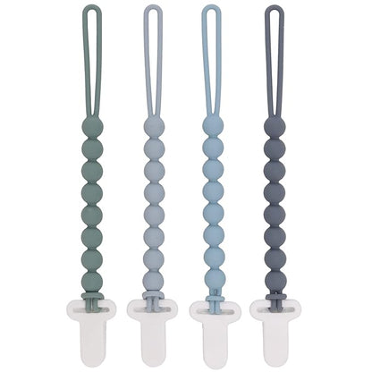 4-Pack Silicone Pacifier Clips with One-Piece Beads for Baby Boys