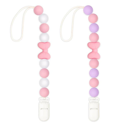 Silicone Pacifier Clip, 2 Pack Pacifier Holder for Boys and Girls