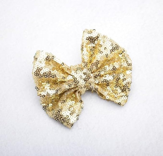 Gold Hair Bows for Girls Big Bows Alligator Hair Clips 5" Sequin
