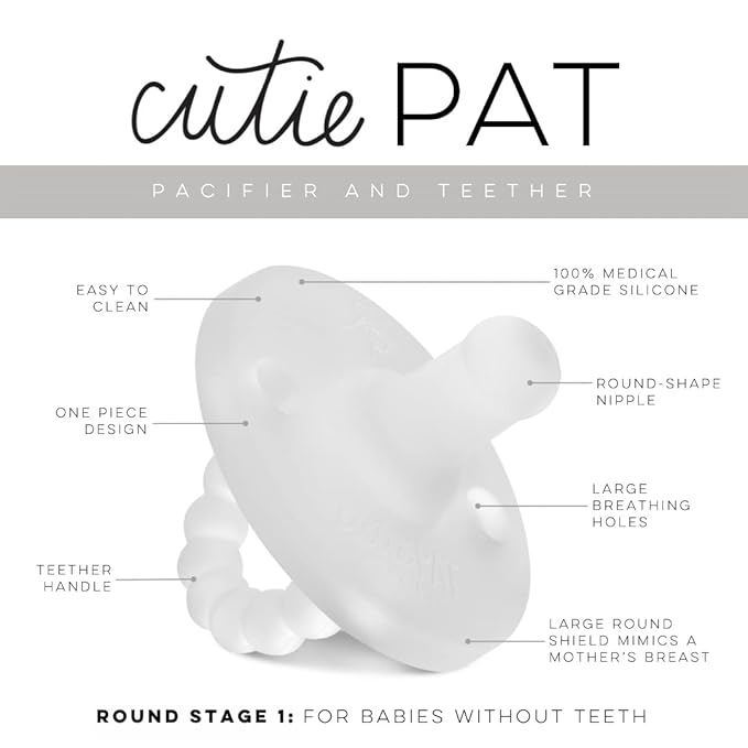 Ryan & Rose Cutie PAT Pacifier Teether (Stage 1, Clear)