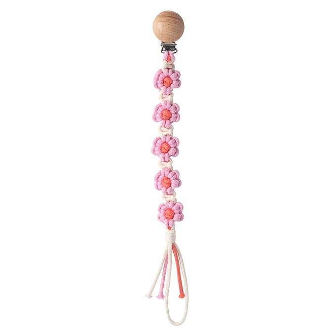 Pacifier Clips Baby Girls Floral Daisy Binky Clips Pacifier Holder