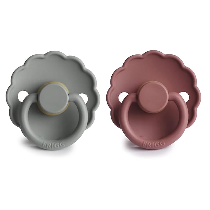 FRIGG Daisy Natural Rubber Baby Pacifier | Made in Denmark 6-18 Months) 2-Pack