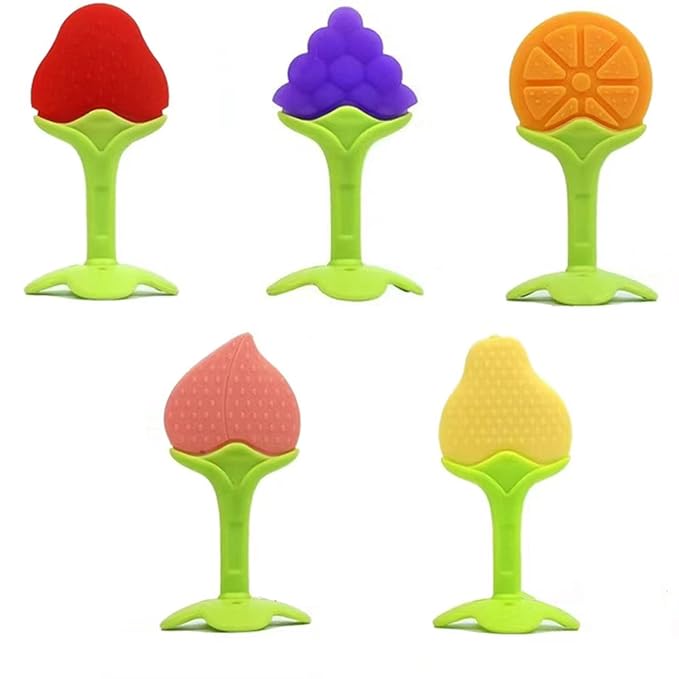 Chuya 5Pack Silicone Baby Teether Toys, Chew Straws Toy for 3-6 Months 6-12 Months Babies Molars