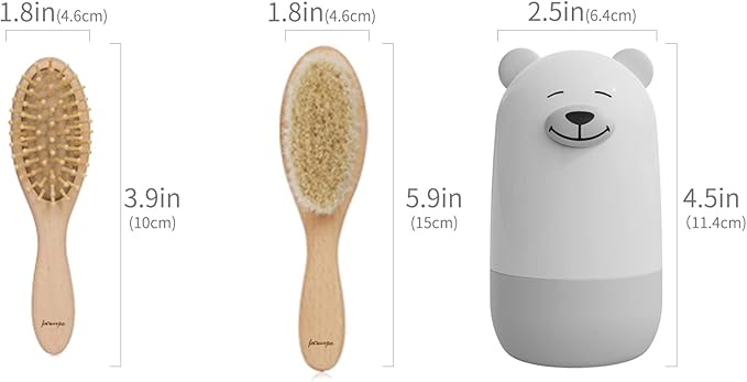 6-in-1 Baby Grooming Set, Natural Wooden Hairbrush and Comb, Nail Clippers,Nail Scissors, Nail File and Tweezers for Kids and Newborns in Nice Gift Box