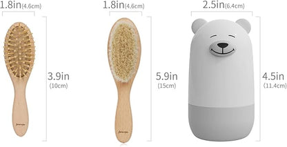 6-in-1 Baby Grooming Set, Natural Wooden Hairbrush and Comb, Nail Clippers,Nail Scissors, Nail File and Tweezers for Kids and Newborns in Nice Gift Box