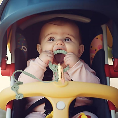 Socub Silicone Baby Teething Toy, Food Grade Silicone Teether Ring 3-6 12 18 Months