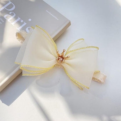 Cute Baby Girl Headband with Lace Bow and Crown Elastic