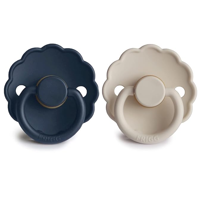 FRIGG Daisy Natural Rubber Baby Pacifier | Made in Denmark 0-6 Months) 2-Pack