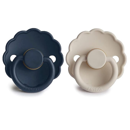 FRIGG Daisy Natural Rubber Baby Pacifier | Made in Denmark 0-6 Months) 2-Pack