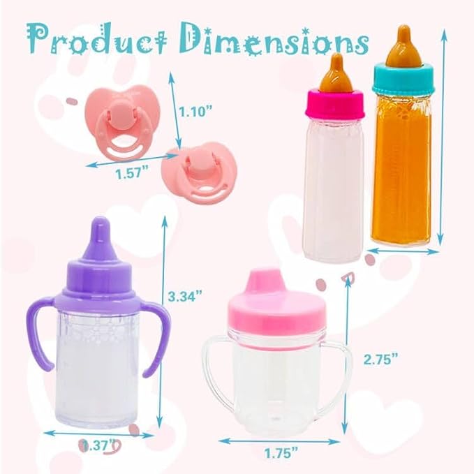 Baby Doll Accessories Toys Baby Doll Magic Bottles Disappearing Bottles 3 4 5 6 8-12" Doll))