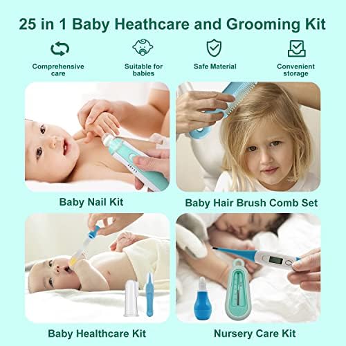 Baby Grooming Kit, 25 in 1 Baby Healthcare and Grooming Kit, Baby Electric Nail Trimmer Set Newborn Nursery Health Care Set for Newborn Infant Toddlers Boys Girls Shower Gifts (0-4 Years+)