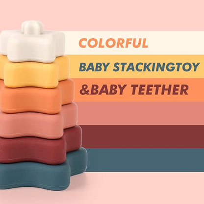 haakaa Silicone Star Stacking Toys, Baby Stacking Rings Baby Stacking Toys & Baby Teether 6Pacs.