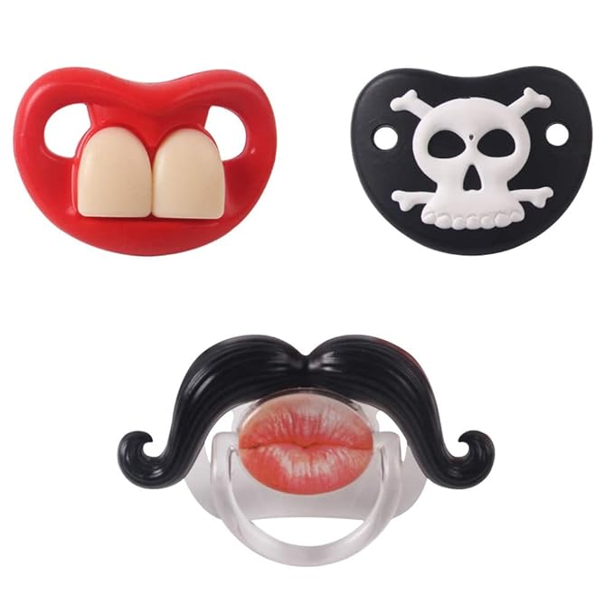 YAPROMO 3 PCS Funny Pacifiers for Babies Cute Mustache Pacifiers