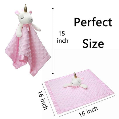 Pro Goleem Unicorn Loveys for Babies Soft Plush Pink Security Blanket for Girls Snuggle Toy Stuffed Animal Lovies for Babies Baby Girl Gifts for Newborn, Infant and Toddler 16 Inch