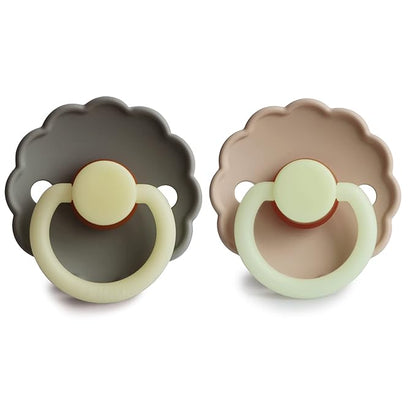 FRIGG Daisy Night Natural Rubber Baby Pacifier | Made in Denmark 6-18 Months) 2-Pack