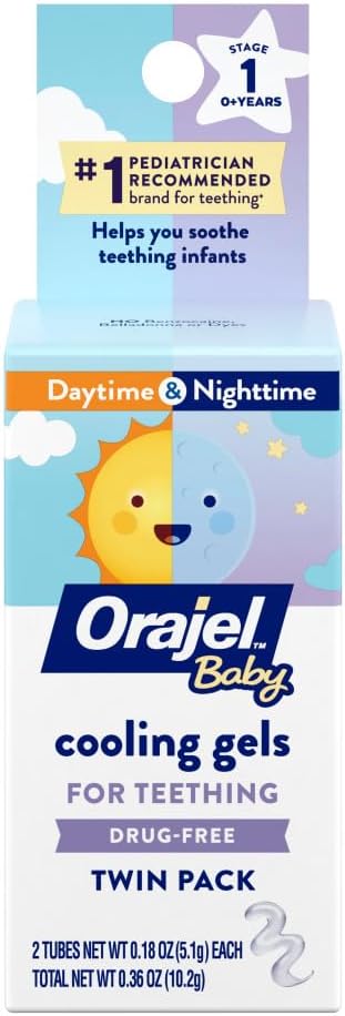 Orajel Baby Daytime & Nighttime Cooling Gels for Teething, Drug - Free #1 Pediatrician 0.18oz Tubes