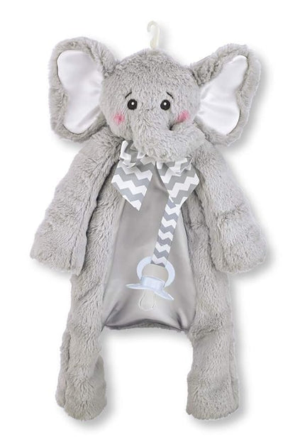 Bearington Baby Lil’ Spout Pacifier Pet, Gray Elephant Plush Stuffed Animal Lovie and Paci Holder 15"