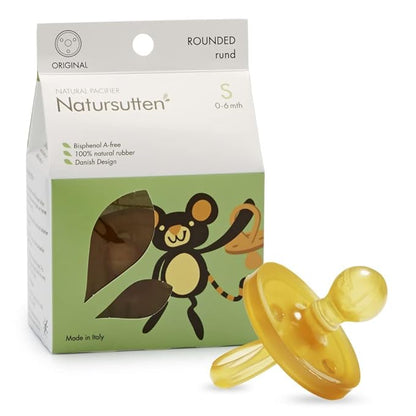 Natursutten Pacifiers 0-6 Months - 1-Pack Original Shield Round Nipple Natural Rubber Safe & Soft BPA-Free Pacifiers for Breastfeeding Babies